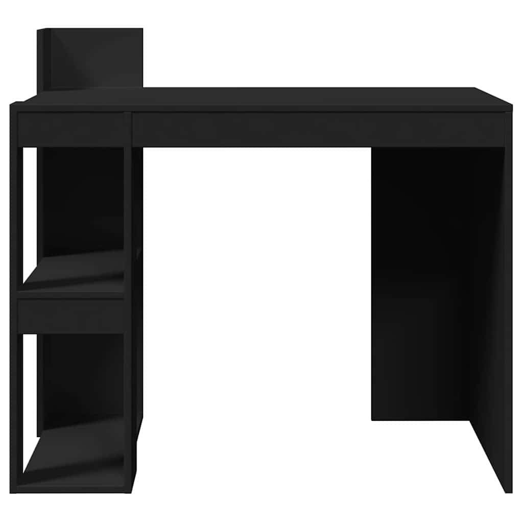 Scrivania nera in legno 103,5 x 56,5 x 94 cm, scrivania da ufficio con 2 ripiani e ripiano per laptop, monitor, stampante, home office, studio e camera dei ragazzi