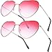 Boao 2 Paires de Lunettes Spécifications Hippies Lunettes en Forme de Coeur pour Accessoire Déguisement Hippie, Cadre Or Rose, Lentille Rouge Dégradé