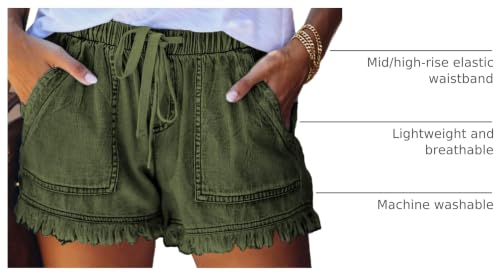 Image of YOCUR Womens Lightweight Shorts Casual Baggy Trendy Hot Pants Elastic Waist Drawstring Comfy Shorts