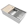 MAYESAR 30 Undermount Stainless Steel Kitchen Sink - Workstation Sink 16 Gauge Single Bowl Deep Handmade Sinks with Brushed Finish, Round Corner, 30"x19"x10"