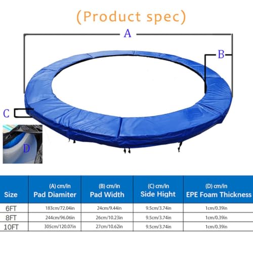 Housse de protection pour trampoline imperméable avec coussin de sécurité extérieur et patio