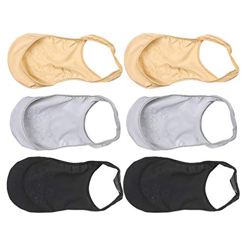 EXCEART 3 Pairs No Show Sling Back Socks Ball Of Foot Cushion Socks Low Cut Liner With Sling No Show Padded Half For Heels (Grey+Black+Complexion)