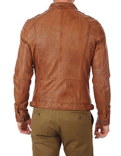 Image of D DOLLY LAMB Men's Lambskin Leather Bomber Biker Jacket - Winter Wear - Round Collar