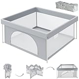 ベビーサークル ソフトベビーサークル メッシュ 四角 扉付き 赤ちゃん ソフト サークル 滑り止め (130*130(cm))