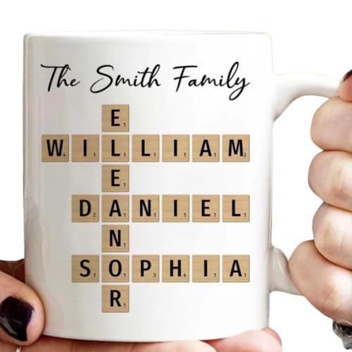 43Lotus The Family Puzzle Crossword Coffee Mug - Personalized Family Christmas Mug, Created In A Moment, Treasured Forever Fam!ly Name Mugs, Christmas Gift, Thanksgiving Gifts for Fam!ly Members (A1)