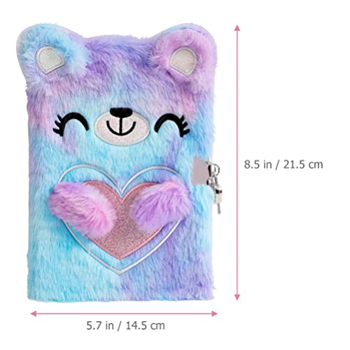 Stobok A5 Plush Notebook Cartoon Animals Journal Notepad Diary Writing Memo Book With Lock Plush Journal Notepad Planner Handbook Birthday Gift (Purple) #TOP1