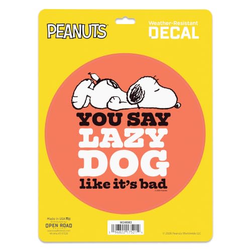 Image of Peanuts Snoopy You Say Lazy Dog Like It's Bad Adhesive Vinyl Decal