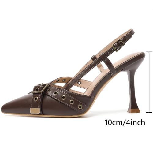 Image of Mostrin Kitten Heels for Women Pointed Closed Toe Heels Vintage Stiletto Dressy Pumps Shoes for Office Work Party