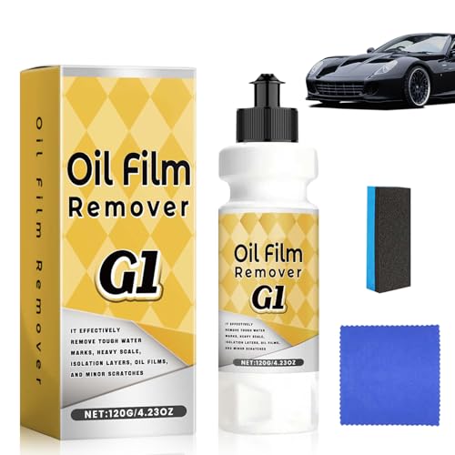 G1 Car Glass Cleaner, G1 Car Glass Polishing Compound, Oil Film Remover for Auto Window – Removes Water Spots, Road Oils, Windshield Haze, Improves Visibility for Windows and Mirrors (1pcs)
