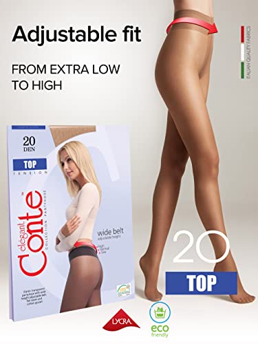 Conte Sheer to Waist Hipster Low-Rise Tights with Adjustable Belt, 20 Den