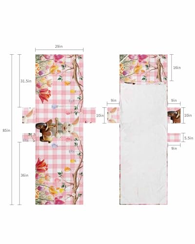 Pink Plaid Easter Beach Lounge Chair Towel Cover, Soft Chaise Lounge Towel with Side Pockets Patio Pool Chairs Cover for Beach/Pool Sunbathing 29x85 Colorful Tulip Spring Floral Eggs