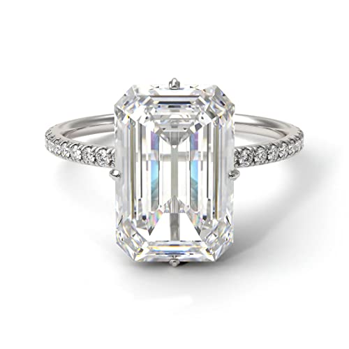 Anillo de compromiso de plata 925 con sofisticado corte esmeralda personalizable 2