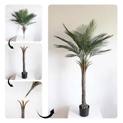 Image of Artificial Palm Tree 5Ft UV Rated Faux Tropical Palm Plant for Home Decor