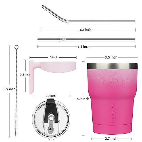 Image of BJPKPK 10 oz Mini Tumbler with Lid, Straw & Handle, Insulated Steel Cup