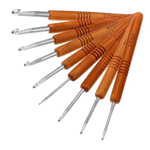 IWOWHERO 9Pcs Crochet Hook with Handle Yarn Weaving Needles for DIY Crafts Lightweight Knitting Tools for Beginners and Enthusiasts Smooth and Comfortable Grip