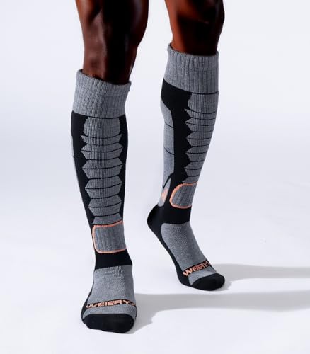 Merino Wool Ski Socks for Men, Women & Youth - Over-the-Calf Full Cushion Thermal Snowboard Socks, Winter Performance