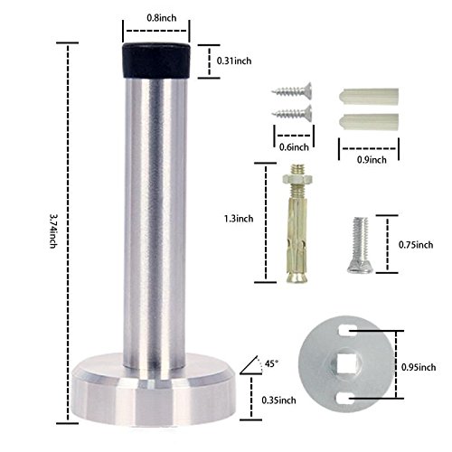 Door Stop 6 Pack, Oway Wall Door Stopper Sus 304 Stainless Steel Door Stop Wall Protector Brushed Finish Door Stop Bumper Works On Any Surface, 3.74Inch #TOP2
