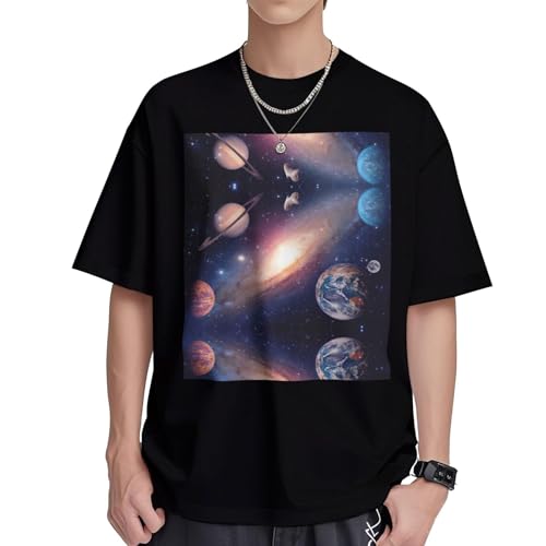 T-shirt respirant homme imprimé espace en coton frais anti-transpiration S-XL