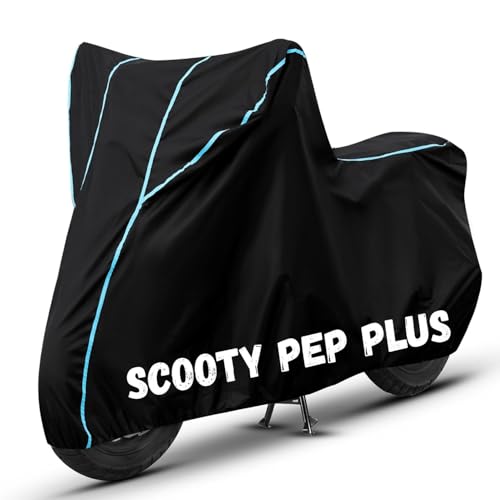 Image of Bike Cover for Scooty Pep Plus 100% Waterproof, Dustproof & Scratch Resistant| Fully Bottom Elastic UV Resistant Heavy Duty Body Cover | All Weather Outdoor Use