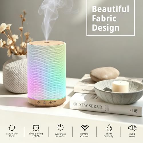 Difusor aromático eléctrico 150ml textura tela ultrasonido miniatura 2