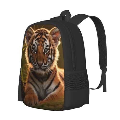 17 Inch Backpack for Majestic Tiger Relaxing at A Beautiful Waterfall Lightweight Adjustable Animal Backpacks with Mesh Side Pockets for Travel Outdoor Sports2