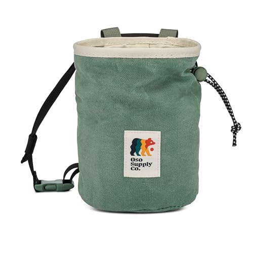 Oso Supply Co - Cascadia Waxed Canvas Chalk Bag - Zipper Pocket & Mesh Pouch for Bouldering
