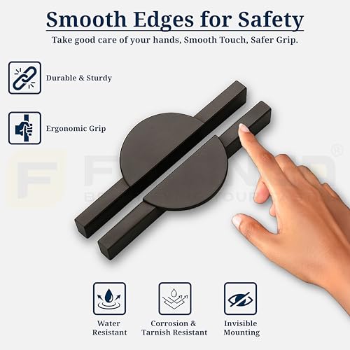 Image of Polo 19 cm Aluminum Wardrobe Handle /Black TT Finish /160mm Hole to Hole /Modern Wardrobe & Cabinet Pull Handle for Home & Office Furniture /Wardrobe Door Handle - Pack of 1(Right)