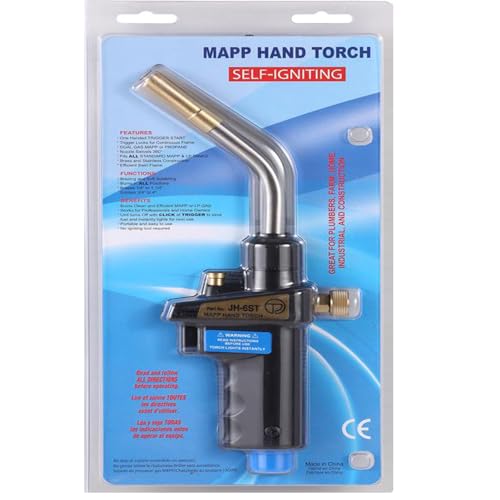 MAPP/MAP/PROPANE Gas Torch,Torch Head,Use Brazing, copper pipe connection, available at 3600 ℉(1300℃) (YELLOW 02)