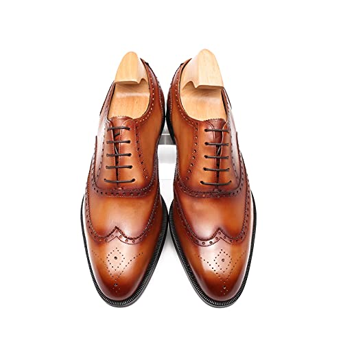 Mens' Oxford imponente feito à mão imposto moderno italiano couro legítimo brogue pontas de cadarço