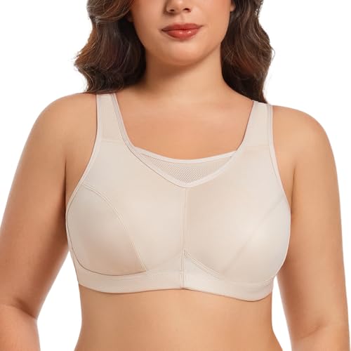 TELIMUSSTO Women's Sports Bra Wirefree Full Coverage Plus Size Comfort Non Padded Bra for Women2