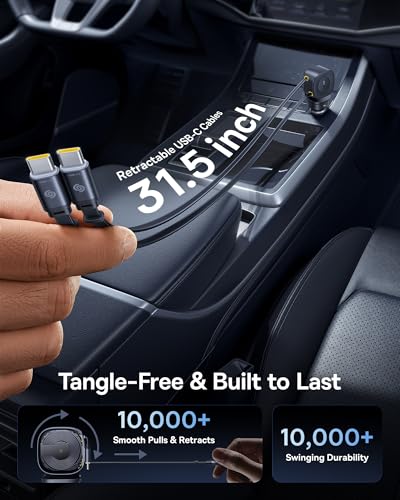 Baseus 163W Retractable Car Charger USB C Fast Charging, PrimeTrip VR2 Max 4 in 1 Fast Car Charger with Dual Retractable USB C Cable for iPhone 17 16 15 Pro Max, Samsung Galaxy S25 Ultra, Android - Image 5