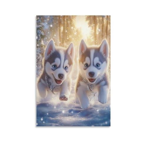 Cuadros decoracion de husky siberiano impreso en lienzo artistico texturizado de salon