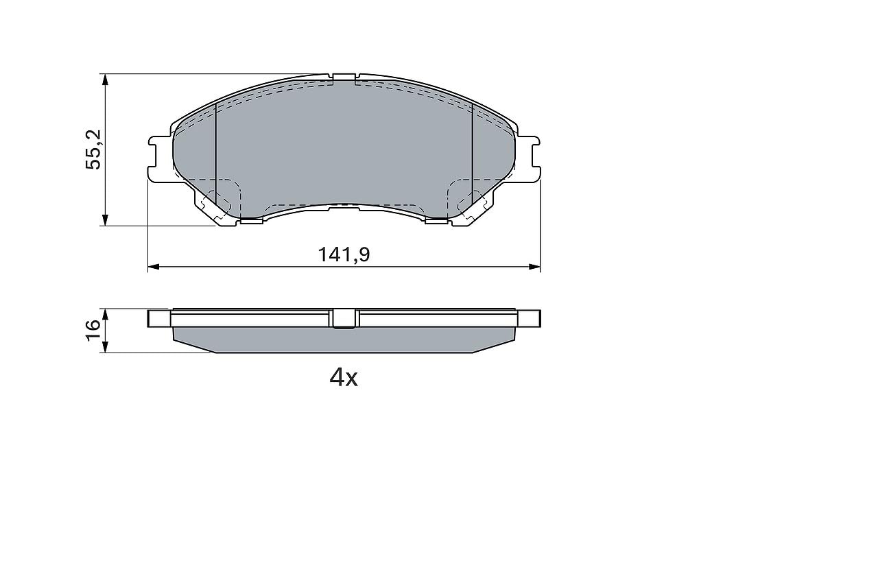 Bosch BP1925 - Pastiglie Freni Auto, Asse Anteriore - Qualità Bosch - Riduzione del Rumore e della Polvere - Certificazione ECE-R90 - Senza Rame - 1 Confezione da 4 Pastiglie