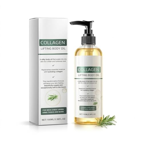 Elycura Collagen Lifting Body Oil for Skin Lightweight Non Greasy After Shower Body Care Helps Soften Crepey Skin Hydrating Moisturizing Body Oil for Firmer Smoother Looking Skin 3.38 Fl Oz