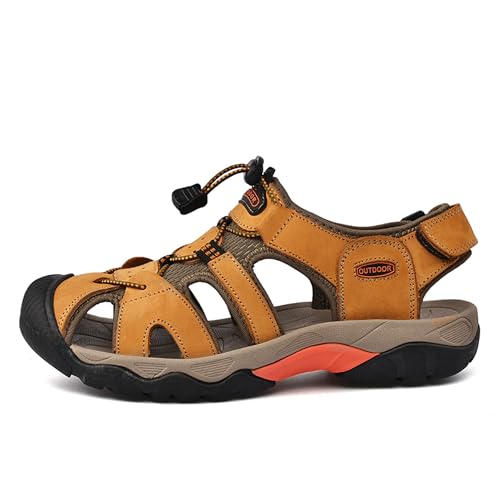 Men's Hiking Leather Sandals Men's Sport Sandals Outdoor Hiking Sandals Closed Toe Leather Athletic Lightweight Trail Walking Casual Sandals Water Shoes2