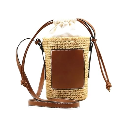 Straw Bucket Bag Rope Woven Women Shoulder Crossbody Bags Rattan Summer Beach Handbags Round Bag Tote
