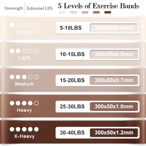Image of Resistance Bands for Working Out, 5 Levels Elastic Exercise Bands