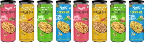 Image of Roasty Tasty Assorted Millet Namkeen Combo 300g | 5 Grain | Millet Munch | Millet Mix | Sweet & Spicy | Healthy Snack | Millet Snack | Healthy Namkeen (Pack of 2)