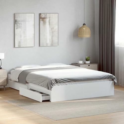 vidaXL Bettgestell, Bett mit Schubladen für Schlafzimmer, Bettrahmen mit Lattenrost,...