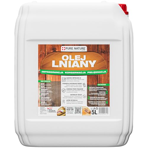 CHOSA Olio di lino per legno 5L - Impregnante naturale - Conservazione di mobili, terrazze, pavimenti e gazebo - Protezione profonda - Evidenzia le venature - Prolunga la durata