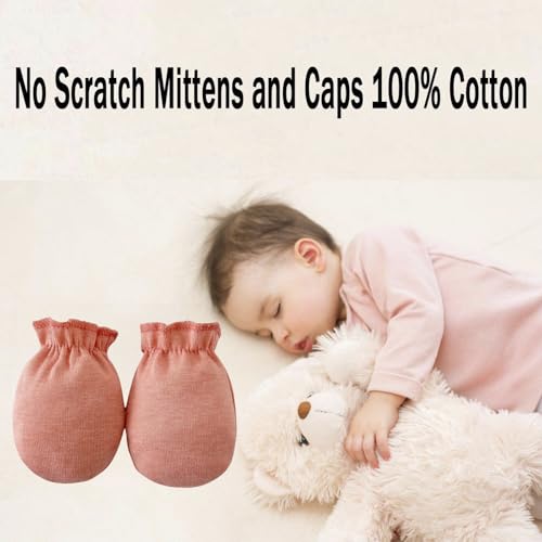 PandaEar 6 Pairs Newborn Baby No Scratch Mittens, 100% Cotton Elastic Wrist Gloves for baby Girls 0-6 Months2