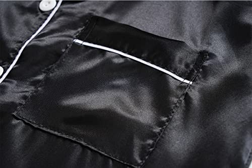 Vopmocld Big Kids Unisex Pjs Set Girls Boys Silk Pajama Sets Satin Clasic Sleepwear Summer 2 Pieces Button Down Nighty4