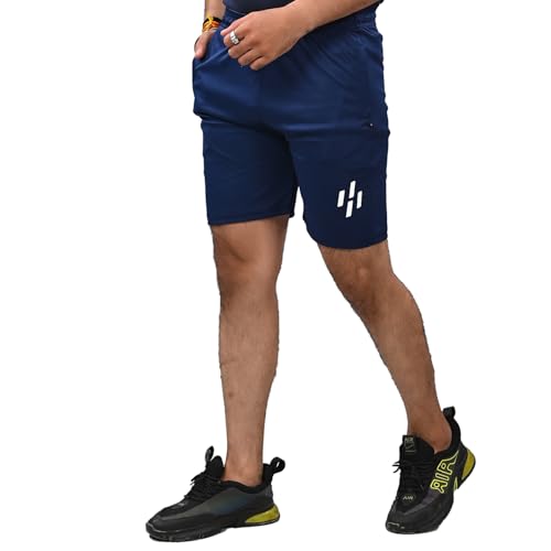 Image of A.A.Fashion Men's Navy Blue Sports Shorts Quick Dry Gym Workout Running Activewear with Elastic Waist