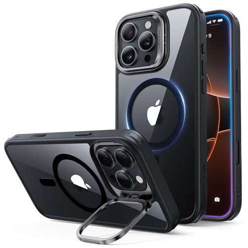 ESR for iPhone 16 Pro Max Case, Compatible with MagSafe, Military-Grade Protective Case for iPhone 16 Pro Max,Built-in Stash Stand, Scratch-Resistant Back Cover, Classic Series, Clear Black