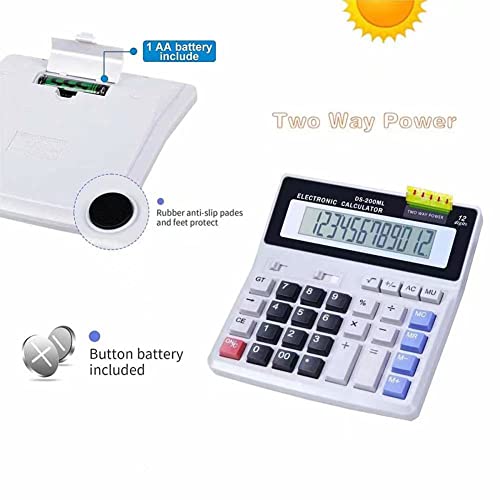 Desk Calculator Large Display, Dual Power 12 Digit Desktop Big Button Mechanical Basic Office Calculator For School Home And Business (Grey). #TOP1