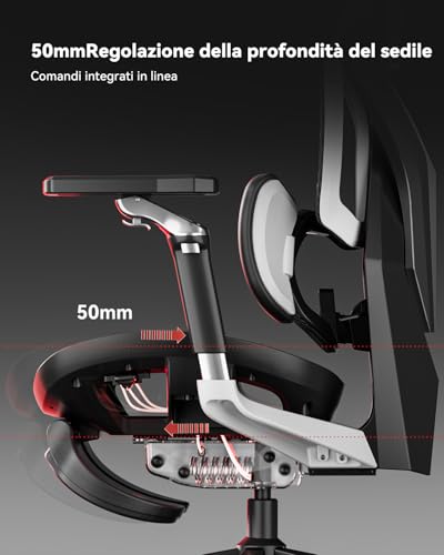 G7 Sedia Gaming Ergonomica, Sedia da Gaming con Supporto Lombare Dinamico, Braccioli Girevoli a Doppio Asse 720°, Schienale Reclinabile a 140° e Cuscino Cervicale 4D (Nero) - Sedia gaming - Immagine 7