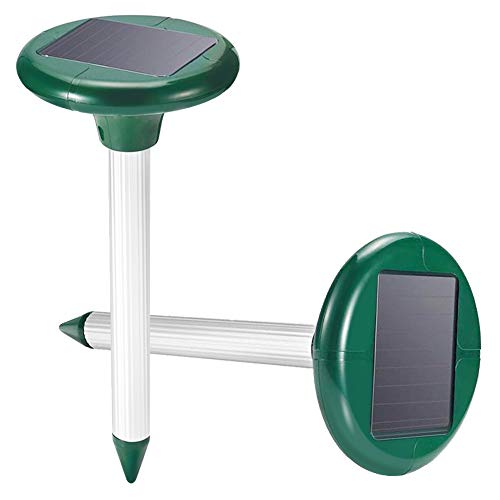 Lot de 2 répulsifs à ultrasons pour taupes, campagnols, écureuils, serpents - Étanche IP55 - Pour jardin et ferme