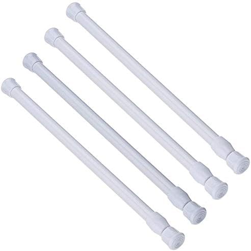 AIZESI 4PCS Tension Rods 28-48inch Curtains Spring Rod for Kitchen Window Tier Valance Covering Bathroom(White)