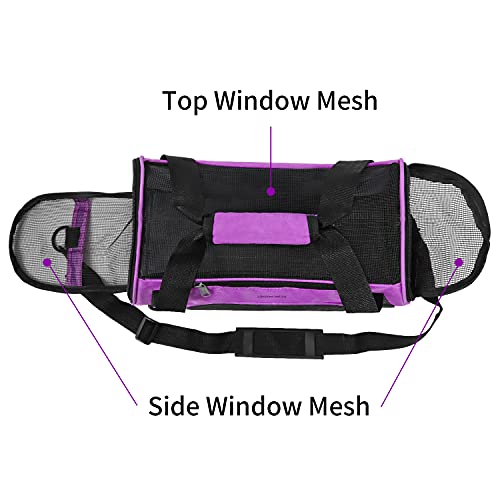 Image of JMOON Cat Carrier Soft-Sided Airline Approved Pet Carrier Bag,Pet Travel Carrier for Cats,Dogs Puppy Comfort Portable Foldable Pet Bag (Medium, Purple)