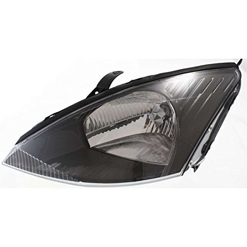 Fitrite AutoParts New Front Left Side Halogen Headlight Assembly For 2003-2004 Ford Focus, Gray Interior, Without SVT Model FO2502199 3S4Z13008AD